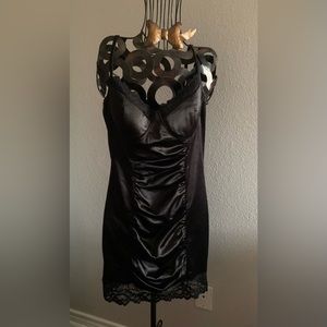 Black Spaghetti Strap with Lace Dress